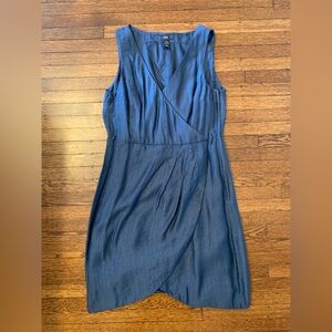 H&M Blue Sleeveless V-Neck Midi Dress